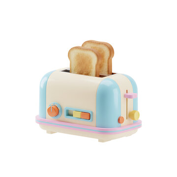 cute colorful retro toaster with bread