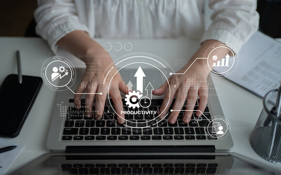 Productivity improvement in digital business, showing productivity tools, productivity tracking, productivity optimization, and workflow for business workplace efficiency. Spline