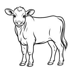 Cute Cow Coloring Page for Kids – Farm Animal Printable Illustration