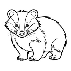 Cute Badger Coloring Page for Kids – Printable Forest Animal Illustration
