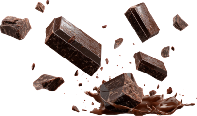 Chocolate bar chocolate chunk splash brown sweet isolated delicious dessert