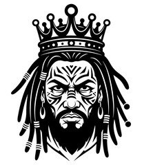 King with crown and dreadlocks, a powerful and majestic ruler with a unique style
