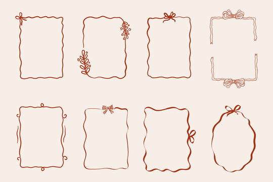 Hand drawn whimsical Christmas frame design set.