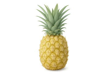 Fototapeta premium Ripe pineapple fruit standing upright with green crown, a tropical healthy food isolated on transparent background