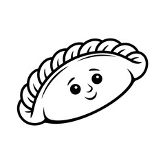 Empanada Coloring Page – Traditional Pastry Snack Vector Line Art