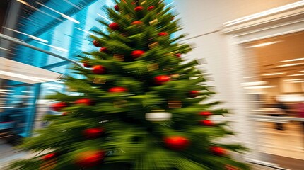 High-Resolution Dynamic Motion Christmas Tree with Blurred Lines and Professional Commercial Quality