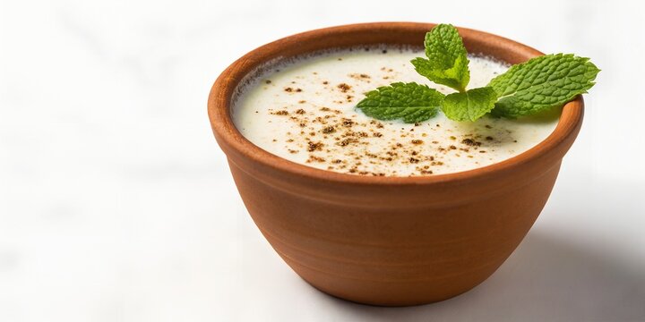 chaas (spiced buttermilk) with cumin and mint on top