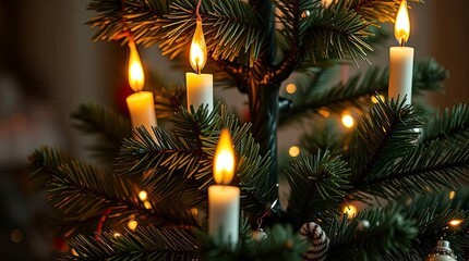 Adorable Christmas Tree with Warm Candle Lights and Charming Glow