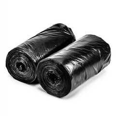 Two rolls of black plastic trash bags (2)