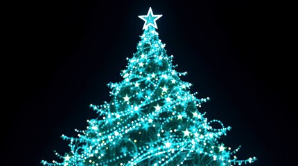 Creative Light Art Christmas Tree in Rich Deep Teal with Abstract Patterns