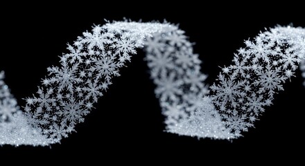 frosted icy texture with snowflakes formation isolated on black background