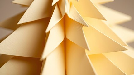 Extreme Macro Close-Up of Intricate Origami-Style Christmas Tree with Geometric Precision