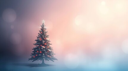 Dreamlike Christmas Tree with Smooth Gradient Colors in a Mystic Enchanting Atmosphere