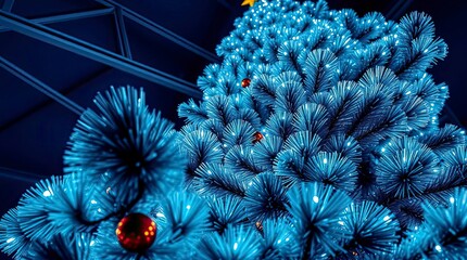 Architectural Precision Color Photography of a Christmas Tree with Sharp Lines and Wide-Angle Perspective