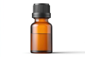 Obraz premium Aromatherapy essential oil glass bottle for alternative wellness and spa design on white background