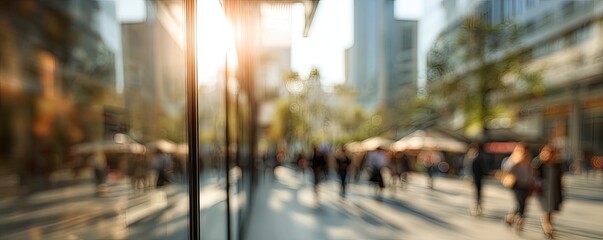 Obraz premium Blurred city street scene with people