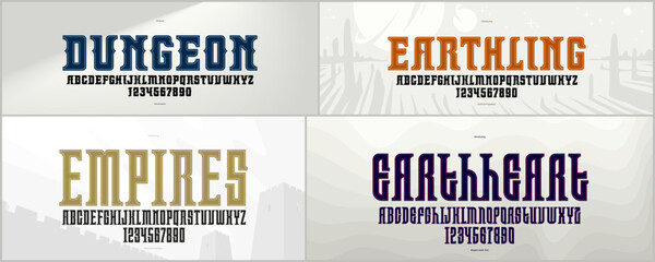 Vintage fonts vector set, collection of retro style alphabet typefaces, bold and strong serif typesets, useful for logo creation, poster display letters. © Sylverarts