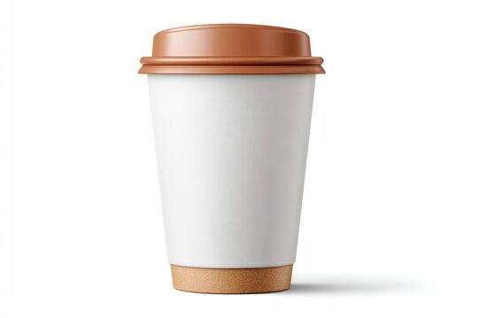 Minimalist takeaway cup design with simple logo on white background for branding and marketing projects