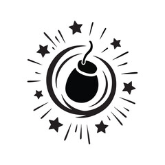 Cartoon Bomb Explosion Silhouette Icon