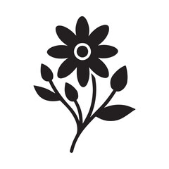 Simple Flower Silhouette with Buds Icon