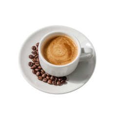 Aromatic espresso delight served in a pristine white cup against dark backdrop