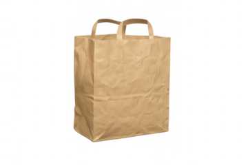 Brown paper shopping bag with handles, offering eco-friendly packaging, grocery carrying, and sustainable retail solutions