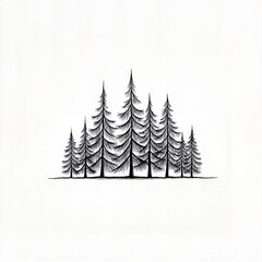 Obraz premium Stylized fir trees forming a forest pattern, artistic representation