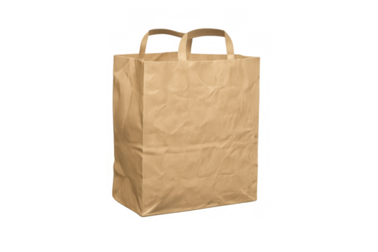 Brown paper shopping bag with handles, offering eco-friendly packaging, grocery carrying, and sustainable retail solutions