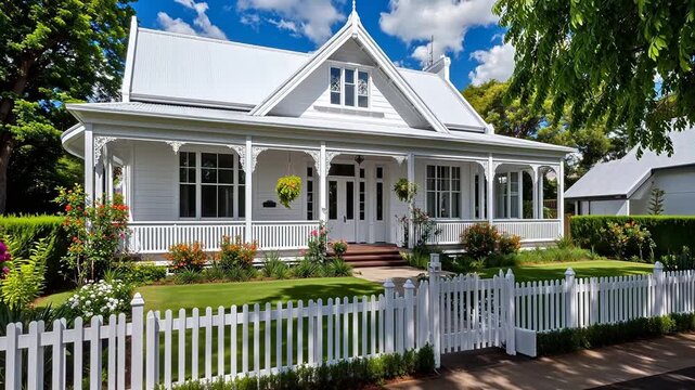 White Victorian style house with porch