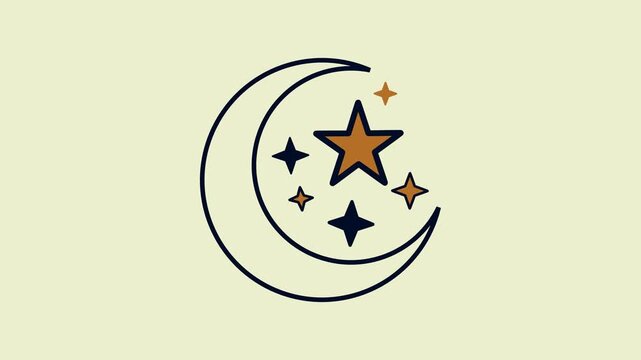 Elegant Moon and Stars Animation Icon Perfect for Celestial, Night Sky, or Space-Themed Decoration and Design