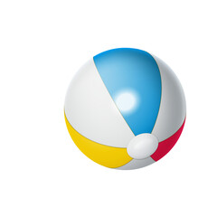 A Colorful Beach Ball with Red Yellow and Blue Panels Floats on a Transparent Background Perfect for Summer Fun and Outdoor Activities