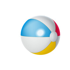 A Colorful Beach Ball with Red Yellow and Blue Sections Isolated on a Transparent White Background Ready for Summer Play