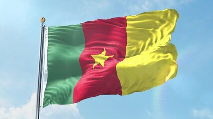 4K Cameroon flag waving in the wind - realistic Cameroon flag animation in high resolution, perfect for Cameroon national day, independence, travel and patriotic video projects