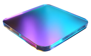 Square glass object with purple and cyan gradient isolated on transparent background gradiant square glass isolated on transparent background