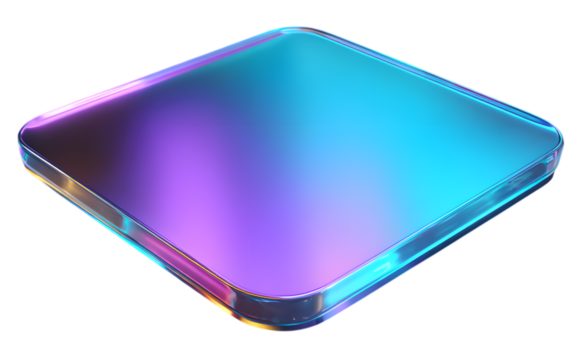 Square glass object with purple and cyan gradient isolated on transparent background gradiant square glass isolated on transparent background