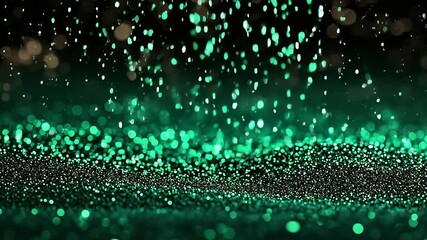 Abstract glowing particles in teal and gold - Powered by Adobe