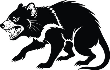 Obraz premium Tasmanian devil vector illustration black and white animal predator art eps silhouette