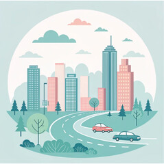 Obraz premium Modern urban city skyline vector illustration