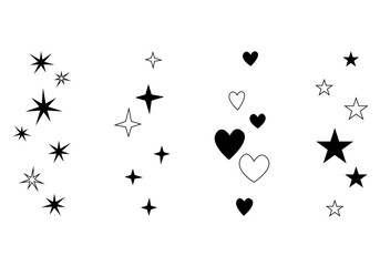 Hand drawn like reaction for live stream, blog, comment, social media post. Handwriting hearts, stars, twinkle, sparks, glitter
