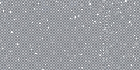 Realistic falling snow overlay with transparent background for winter holiday design