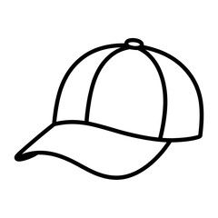Baseball Cap Outline Icon – Simple Hat Line Drawing Clipart
