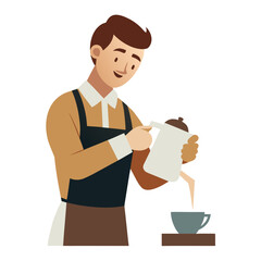 male barista pouring latte art