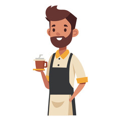 male barista wearing apron 