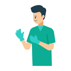 male nurse adjusting gloves