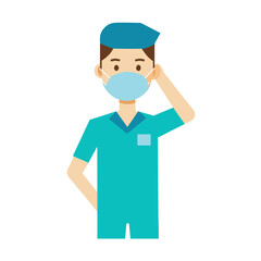 male nurse adjusting mask,