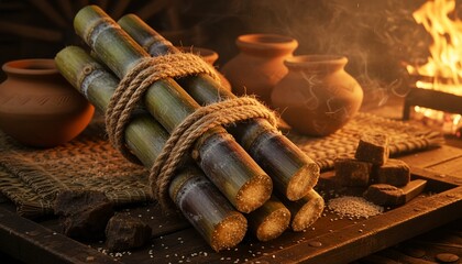 Sugarcane sticks bundle