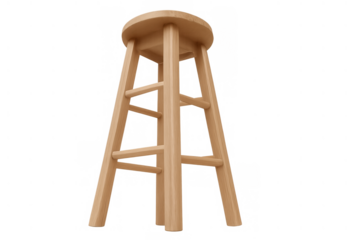 Wooden bar stool rendering transparent background creating isolated furniture object for interior design concepts