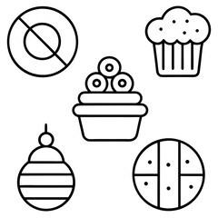 set of cakes and sweets