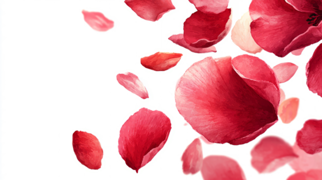 Diagonal Red Rose Garland with Falling Petals