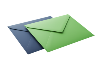 Stylish green and blue envelopes, mail concept